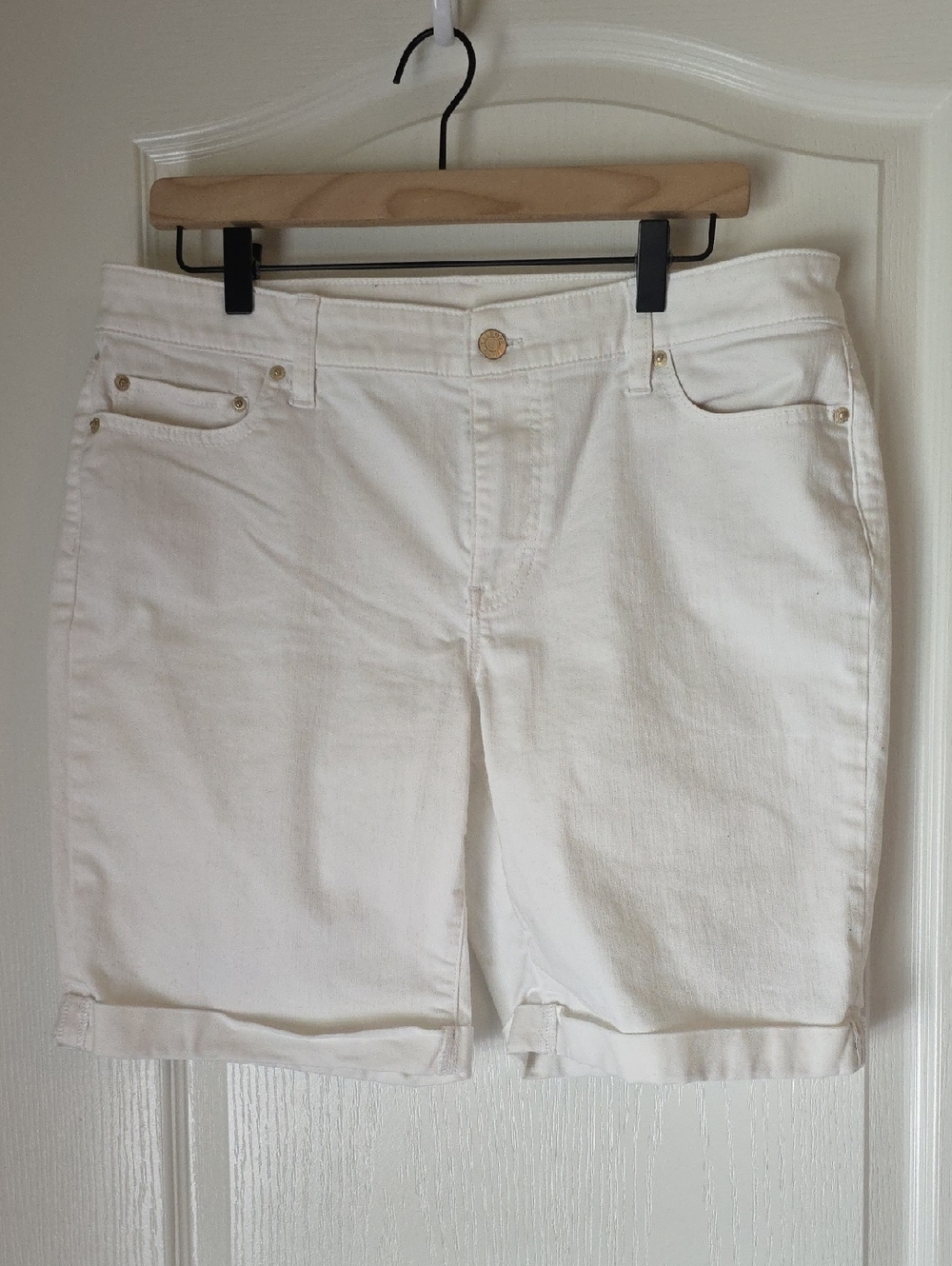 Talbots Flawless White Girlfriend Jean Shorts with Cuff